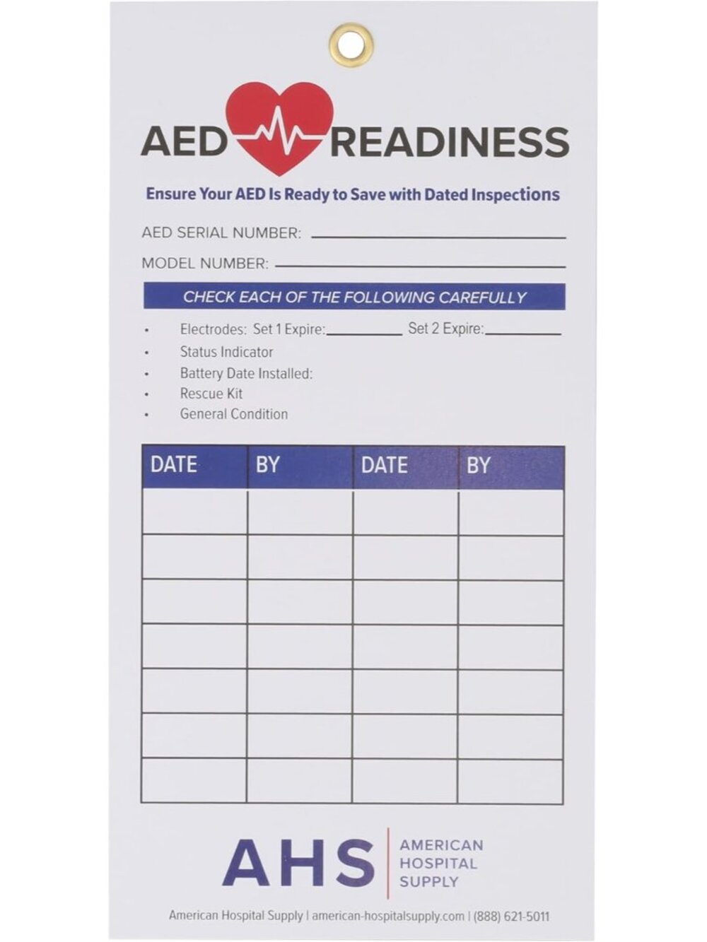 AED Readiness Cards [Pack of 1/5 Cards Each] - AED Inspection Card for Creating